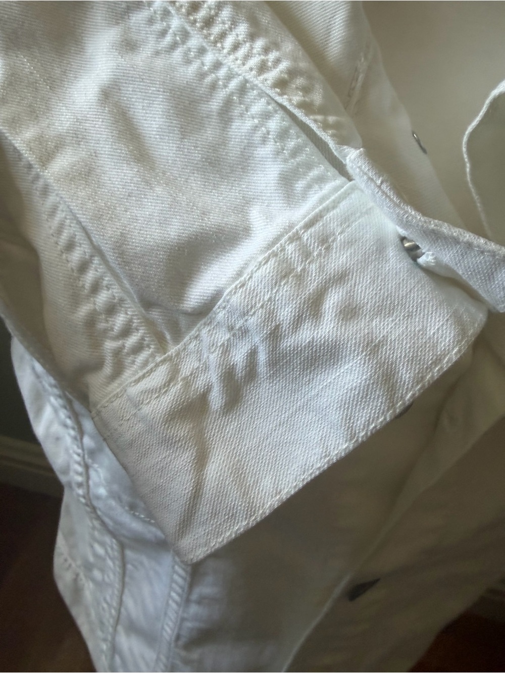 Talbots White Stretch Denim Jacket Medium Classic Button Front Cotton Blend - Picture 10 of 10